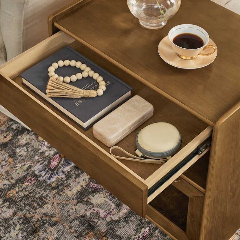 Nightstand with Charging Station and Open Shelf