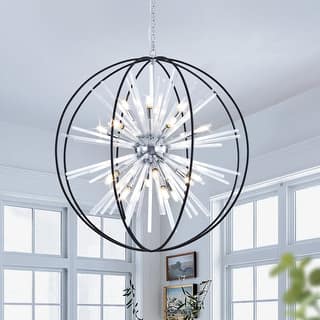Modern Chandelier 35" 10-light Black and Silver Orb
