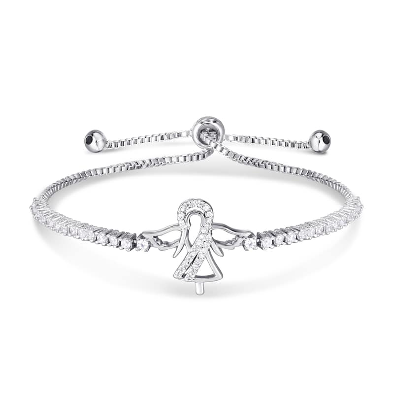 Victoria Townsend Silver Plated Cubic Zirconia Angel Adjustable Bracelet