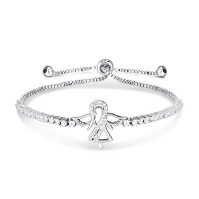 Victoria Townsend Silver Plated Cubic Zirconia Angel Adjustable Bracelet
