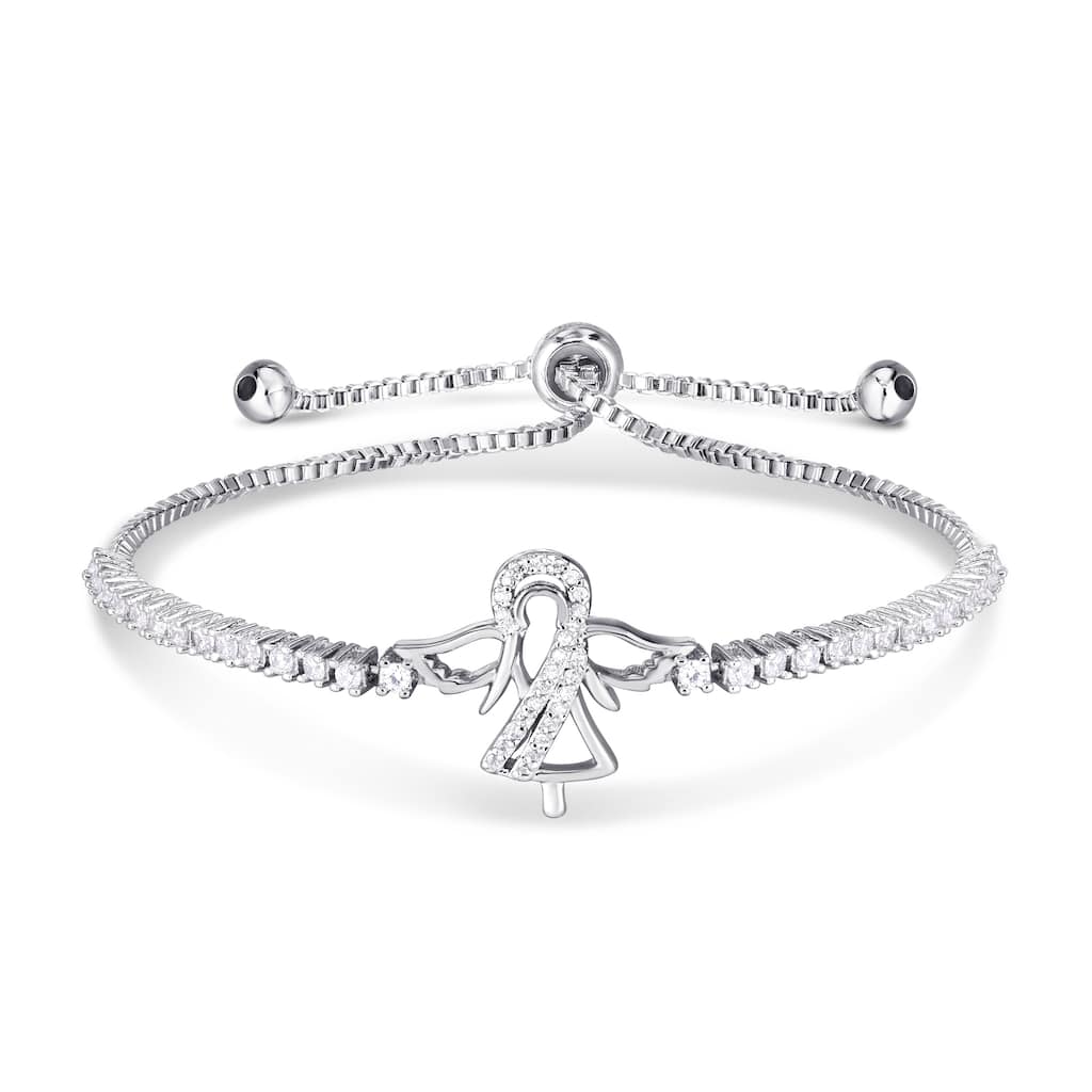 Victoria Townsend Silver Plated Cubic Zirconia Angel Adjustable Bracelet