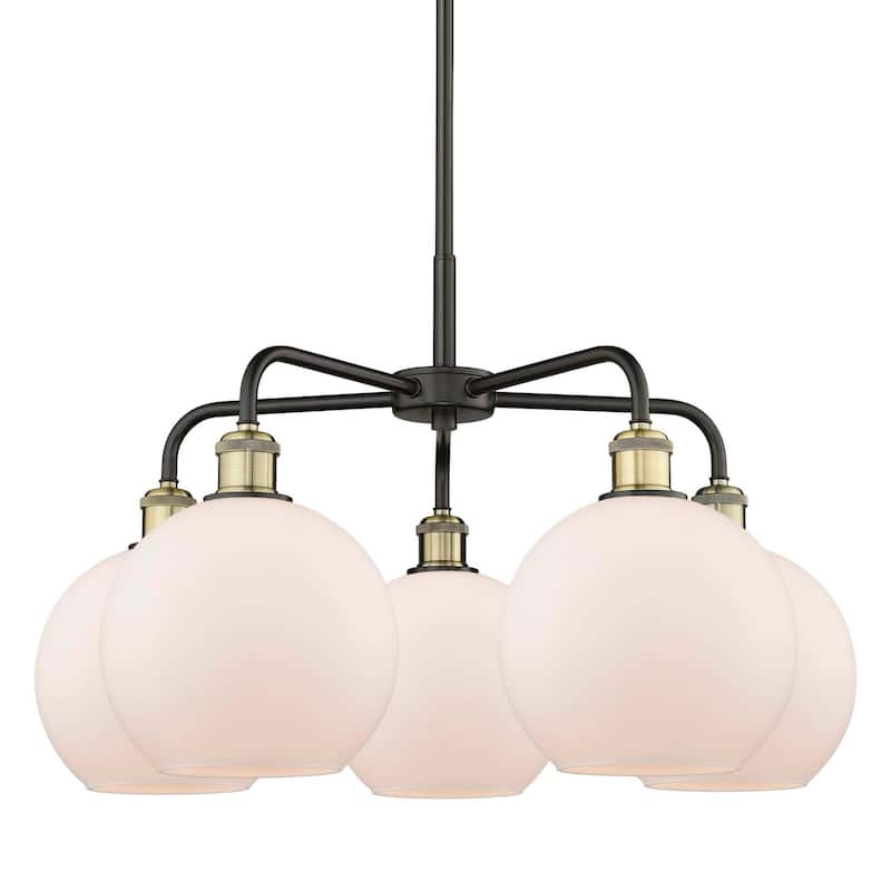 Innovations Lighting 516-5CR-16-26 Athens Chandelier Athens 5 Light - Black Antique Brass / Matte White
