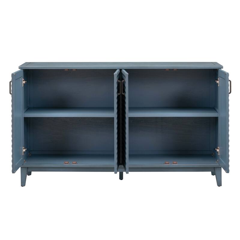 Sideboard with 4 Door Large Storage Buffet with Adjustable Shelves and Metal Handles for Kitchen