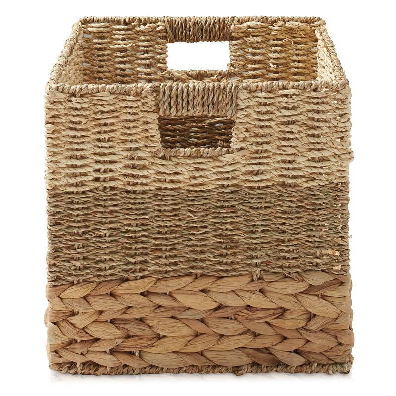 Mixed Weave Hyacinth Seagrass Storage Basket Set Natural Wicker