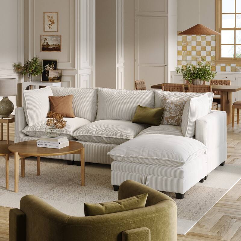 Chelsea Modern Cloud Modular Upholstered Sofa with Deep Seat and Plush Cushions
