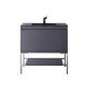 preview thumbnail 11 of 31, James Martin Vanities Milan 35.4" Single Vanity, Modern Gray with Composite Stone Top Brushed Nickel Base - Charcoal Black Top