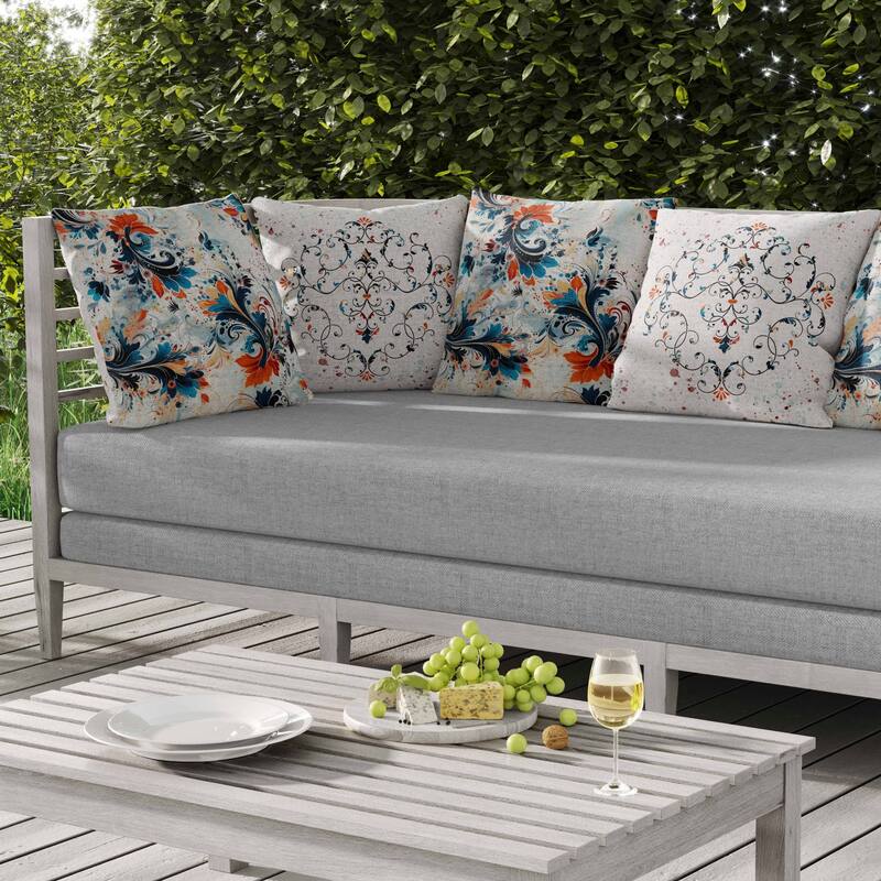 Motif Whirlwinds Indoor/Outdoor Reversible Throw Pillow Blue and Orange
