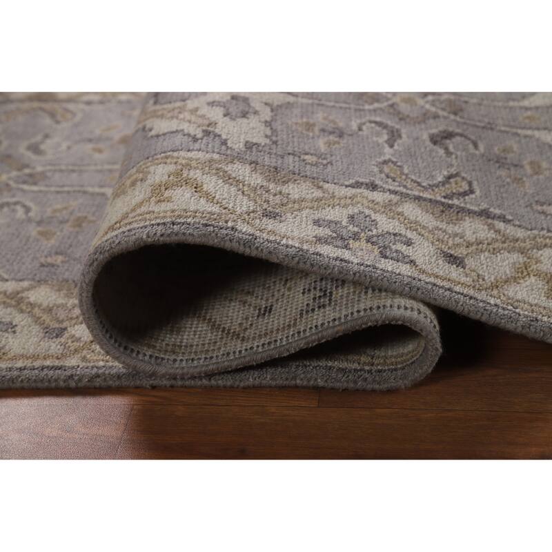 Gray Oushak Oriental Runner Rug Hand-Knotted Wool Carpet - 2'6"x 9'11"