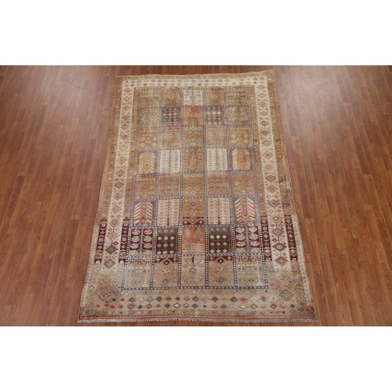 Hand Knotted Oriental 100% Wool Carpet Traditional Garden Design Multi-Colored Bakhtiari Area Rug - 9' 6'' X 6' 5''