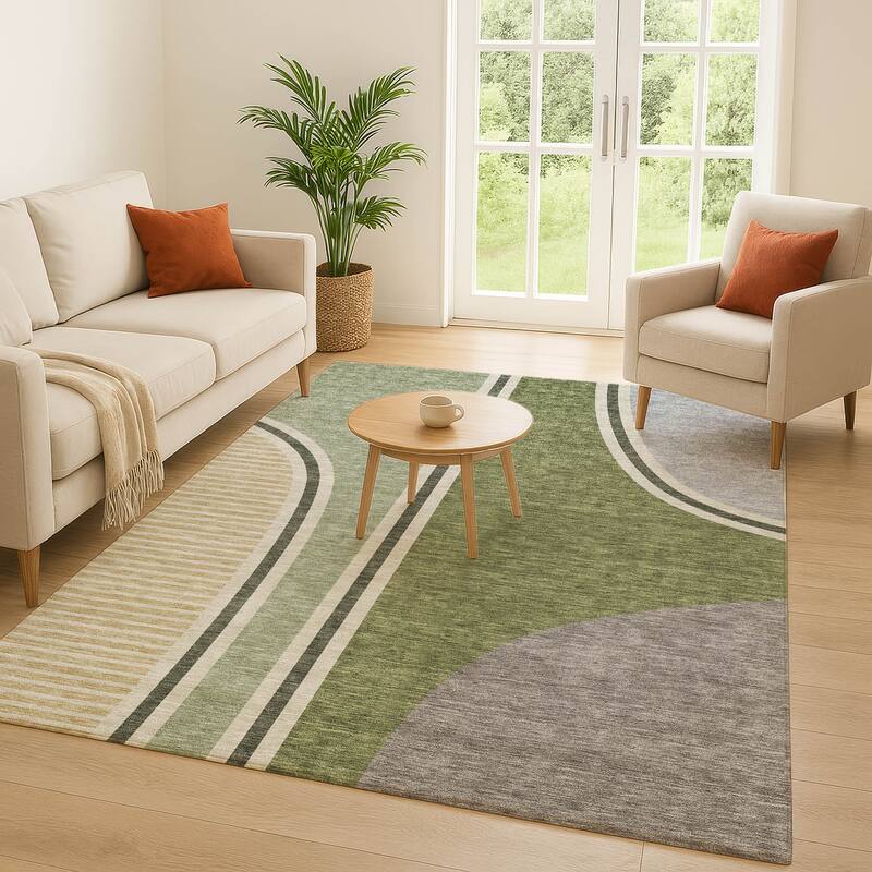 Machine Washable Indoor/ Outdoor Contemporary Keely Chantille Rug