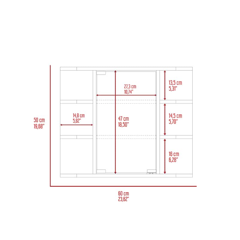 6-Shelf Medicine Cabinet with Mirror Panel Door, 3 Open Shelves on Each Side for Bathroom or Living Room Storage