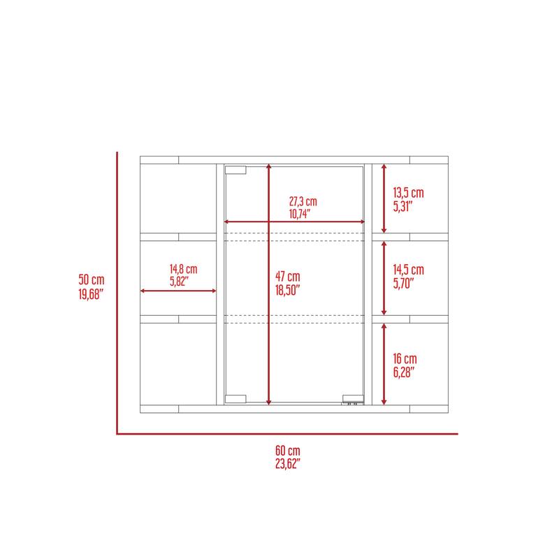 Medicine Cabinet with Six External Shelves, Mirror Panel Door, Three Internal Shelves, White Finish - Wall-Mounted