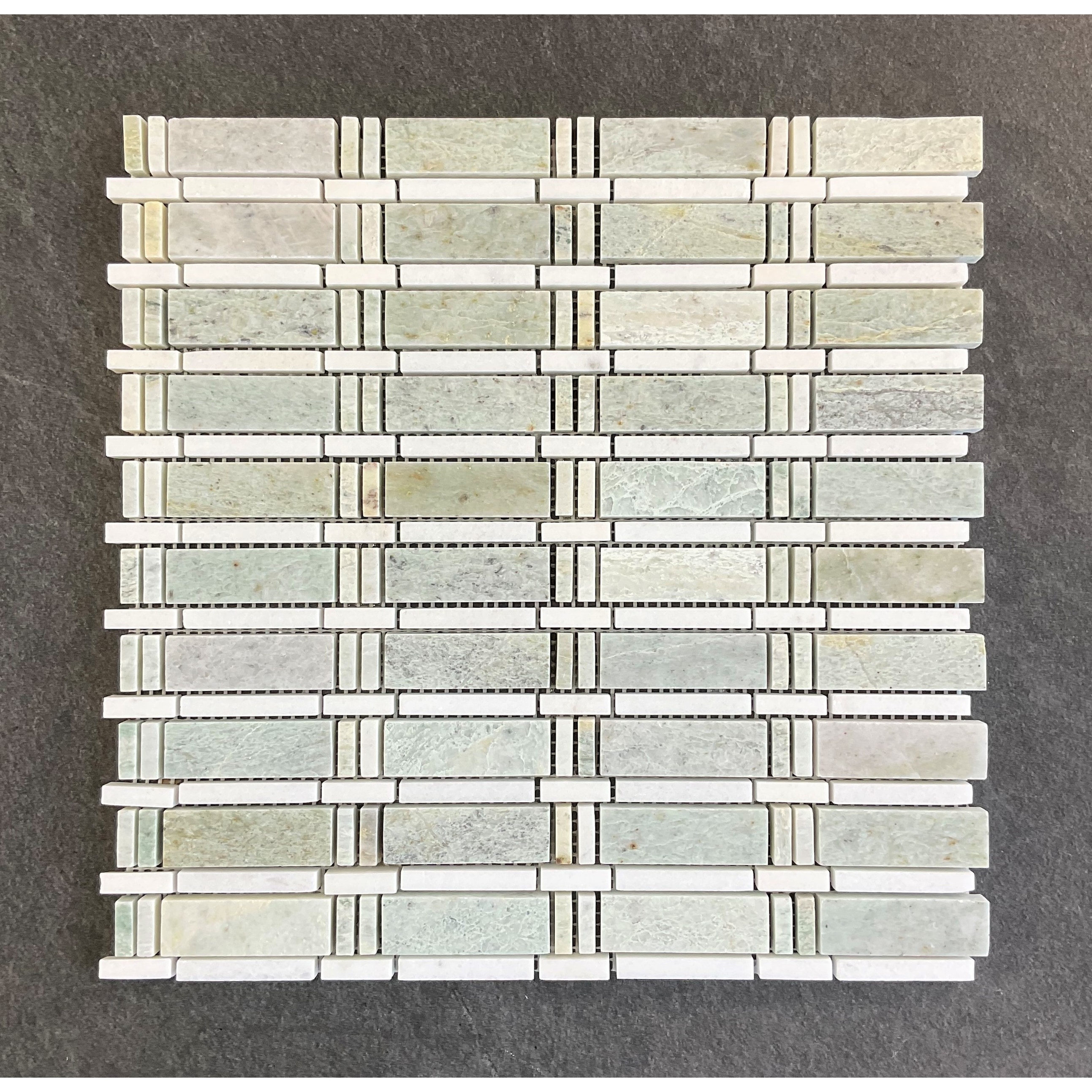 Ming Green and Thassos White Marble Mosaic Tiles - Case (10 Sheets)