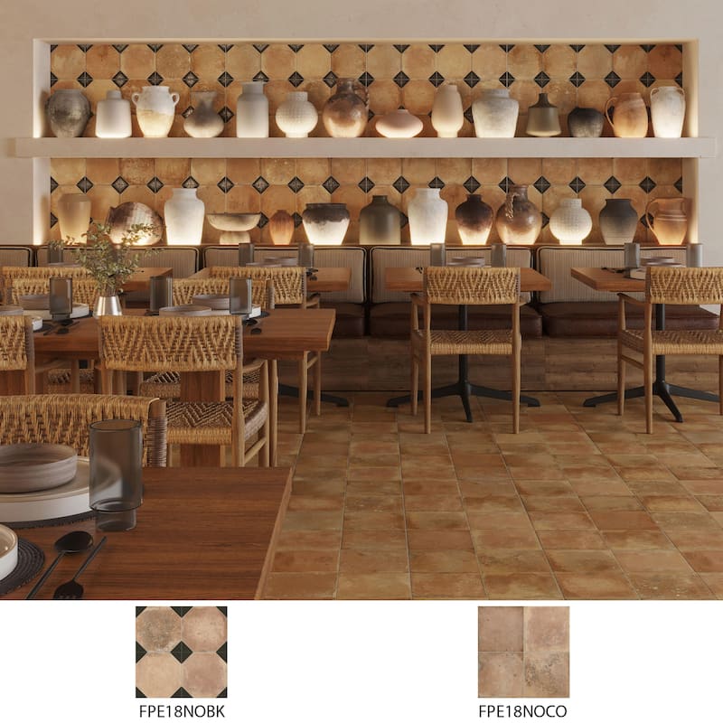 Merola Tile Kings Nonna with Black Corner 17-7/8" x 17-7/8" Porcelain Floor and Wall Tile
