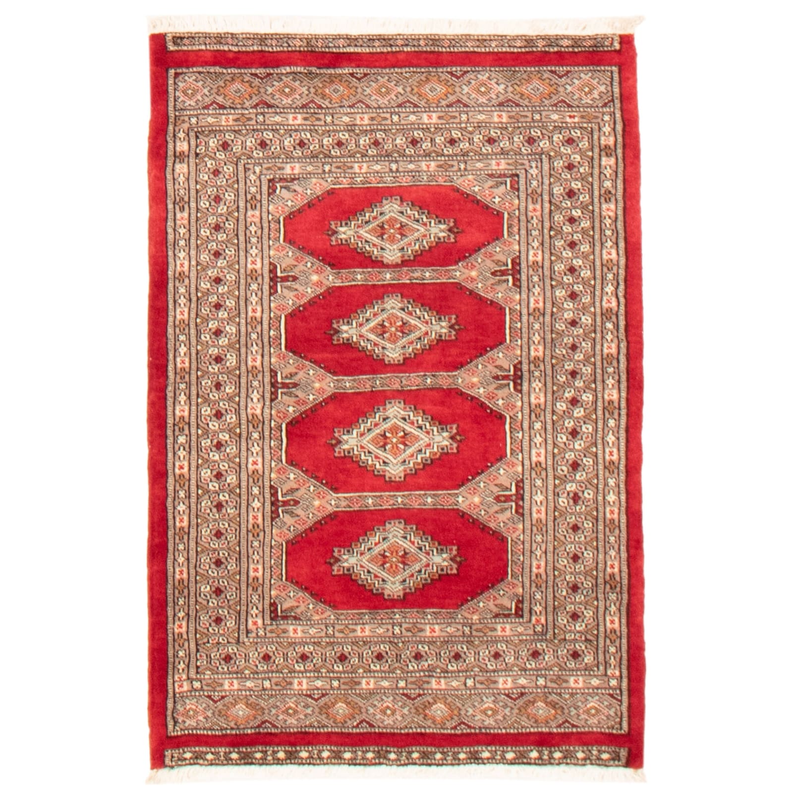 Hand-Knotted Wool Rug 304477 eCarpet Gallery Area Rug for Living Room Bedroom Finest Peshawar Bokhara Bordered Red Rug 4'0 x 6'3 