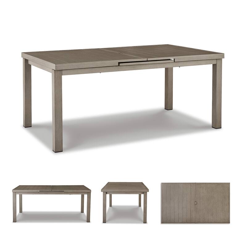 Signature Design by Ashley Beach Front Brown/Beige Outdoor Dining Table with Extension - 71/95"W x 42"D x 30"H