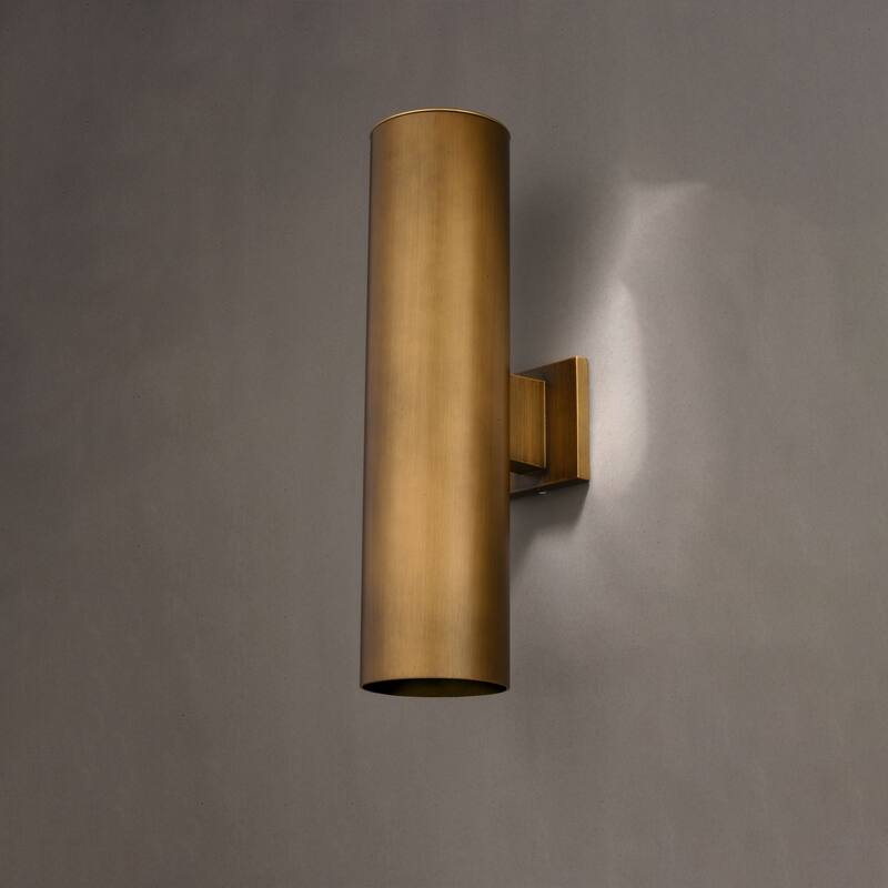 Chiasso 2-Light Modern Outdoor Wall Sconce, Rust-Resistant Aluminum Cylinder Shade, Up Down Lighting, Exterior Lantern