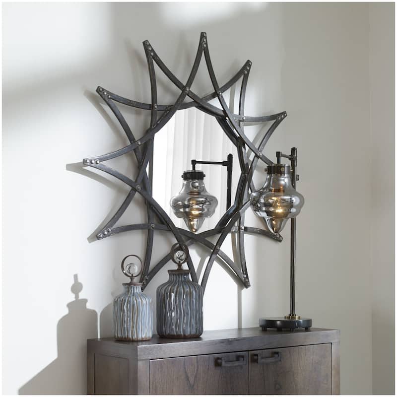 Uttermost 09766 Solaris 40" Diameter Sunburst Framed Bathroom Mirror