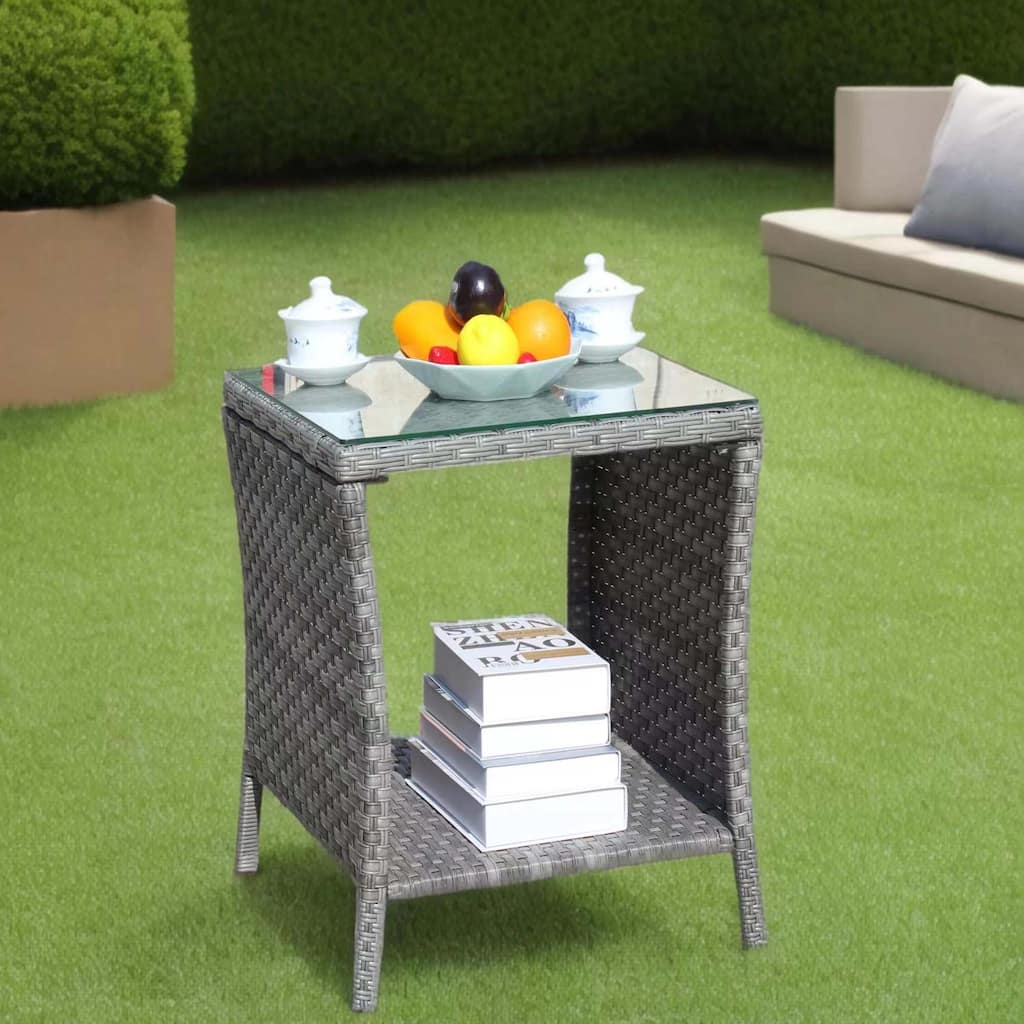 Outdoor patio Furniture 1 Coffee table with clear tempered glass