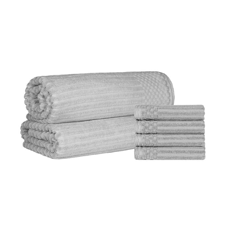 Ribbed Cotton Absorbent Heavyweight Hand Towel and Bath Sheet Set by Superior