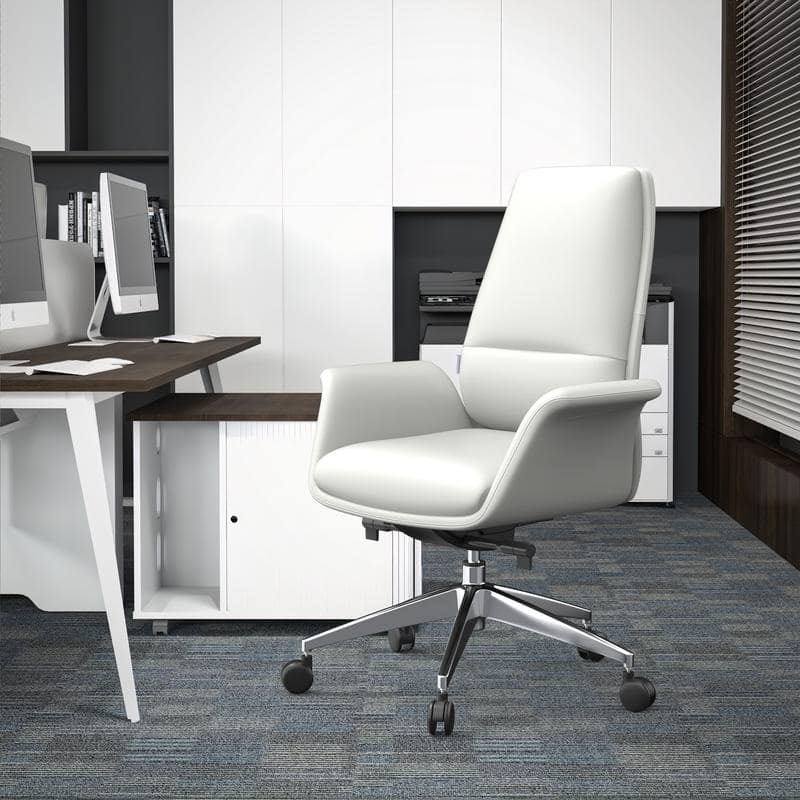 Summit Ergonomic Leather Office Chair with Durable Metal Frame, Adjustable Height, Swivel, Tilt, and Plush Cushion Support