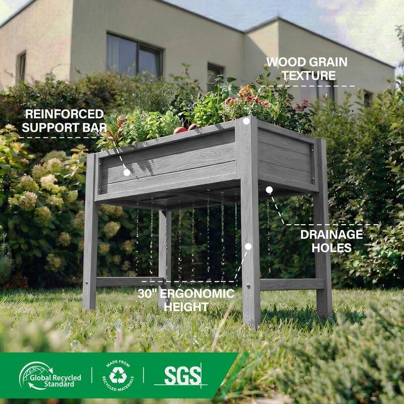 WINSOON All Weather HIPS Raised Garden Bed with Drainage Holes