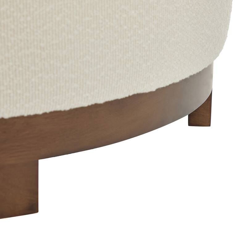 Christopher Knight Home - Monroe Modern Upholstered Ottoman/ Foot Stool with Wooden Base Round