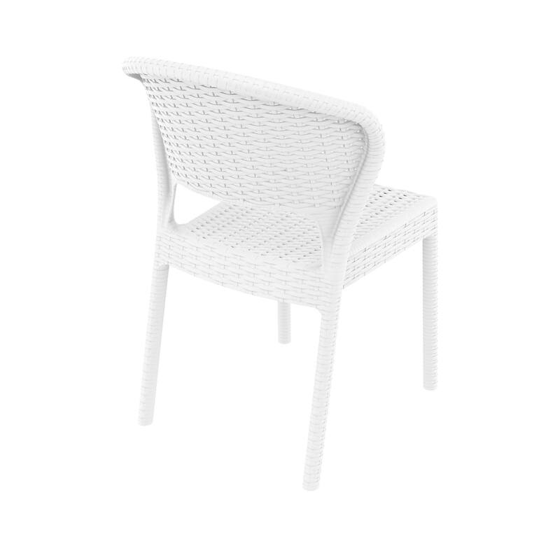 32" White Patio Wickerlook Stackable Dining Chair