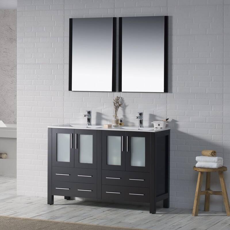 Blossom 48" Double Sink Bathroom Vanity with Ceramic Tops & Mirrors