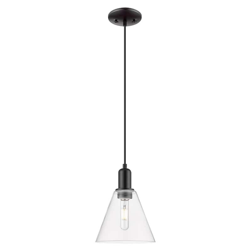 Innovations Lighting Endless Possibilities Arcadia - Berkshire Glass - 1 Light 8" Cord Hung Mini Pendant - Clear/Matte Black
