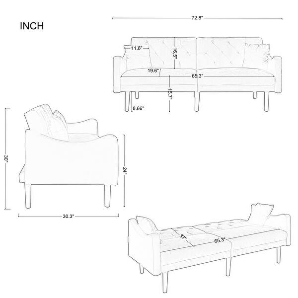 Modern Multifunctional Velvet Upholstery Sleeper Sofa Bed Bath