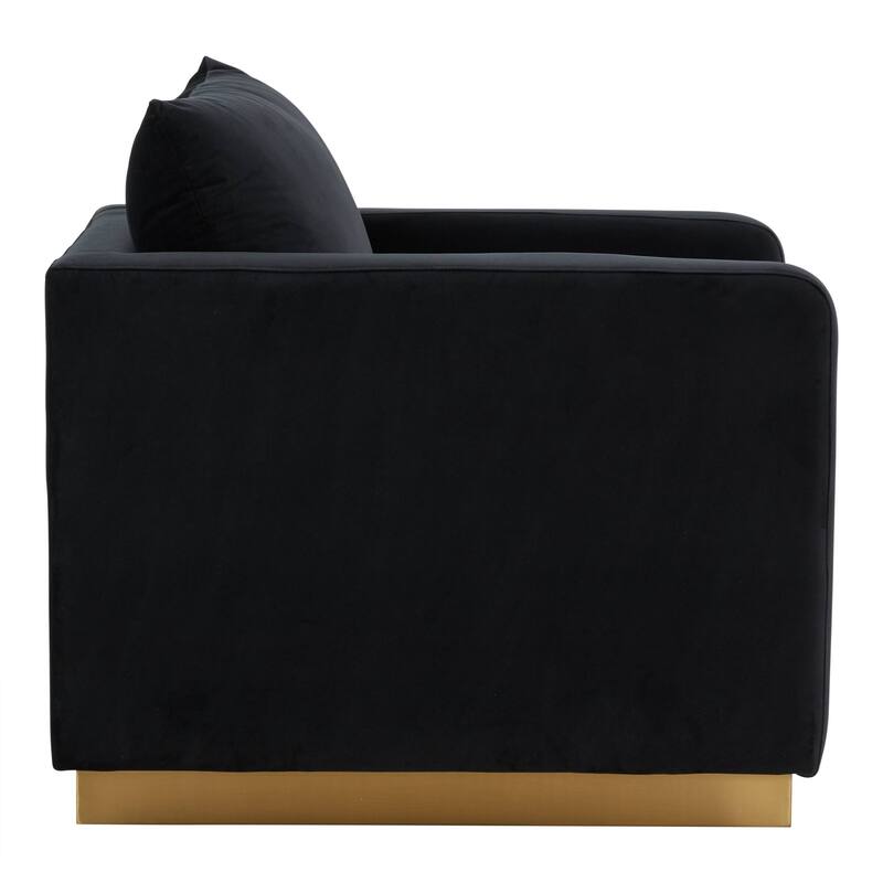 Nervo Velvet Modern Single Seater Sofa, Accent Arm Chair with Gold Stainless Steel Square Base for Living Room & Bedroom - 32.67