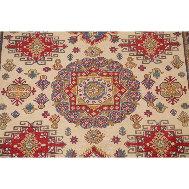 Geometric Kazak Rug Hand-Knotted Bedroom Wool Carpet - 8'11"x 11'8"