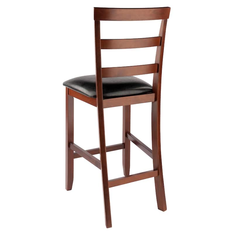 2-Pc Cushion Ladder-back Counter Stool Set, Black and Walnut - 17.04"W x 19.42"D x 40.53"H