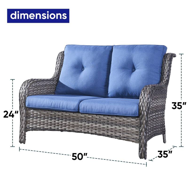 Gymojoy Patio Rattan Loveseat Sofa Outdoor Wicker Loveseat