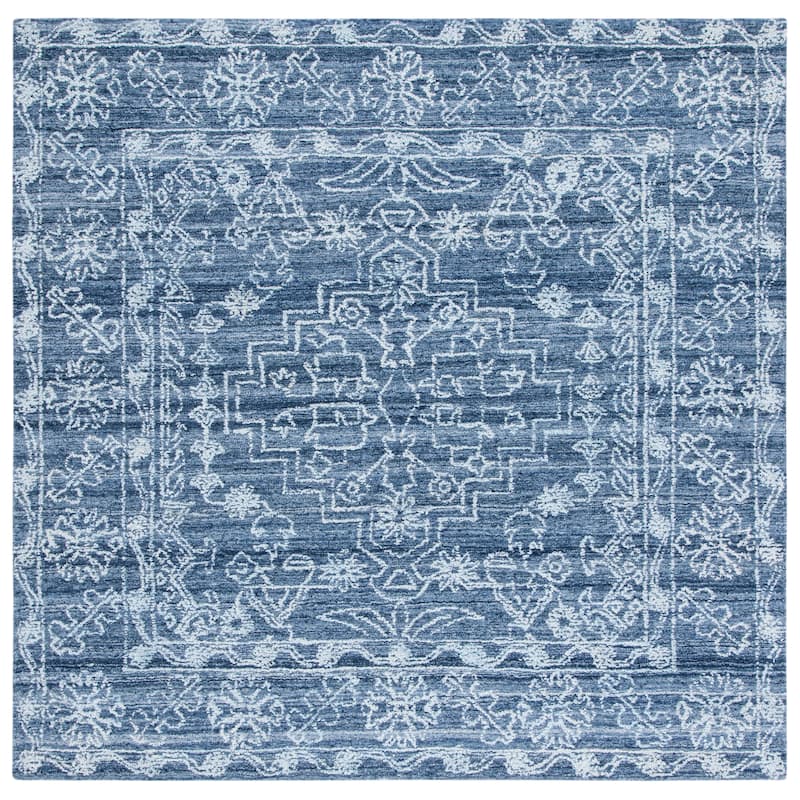 SAFAVIEH Handmade Marquee Nahla Rug - 6' Square - Navy