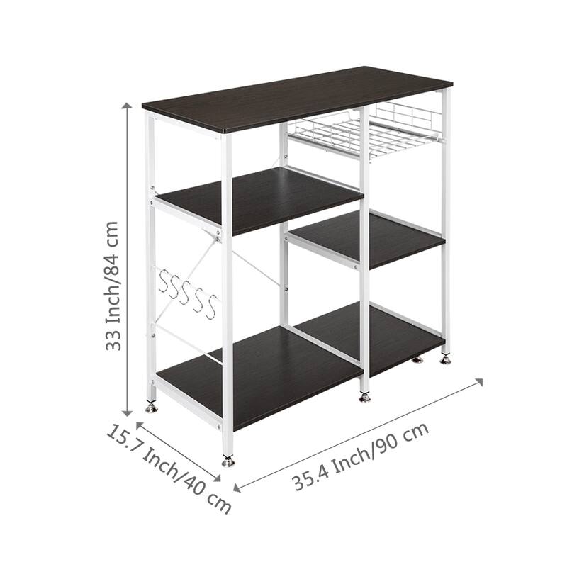 35.5" Kitchen Baker's Rack 3-Tier Microwave Stand Dark Brown