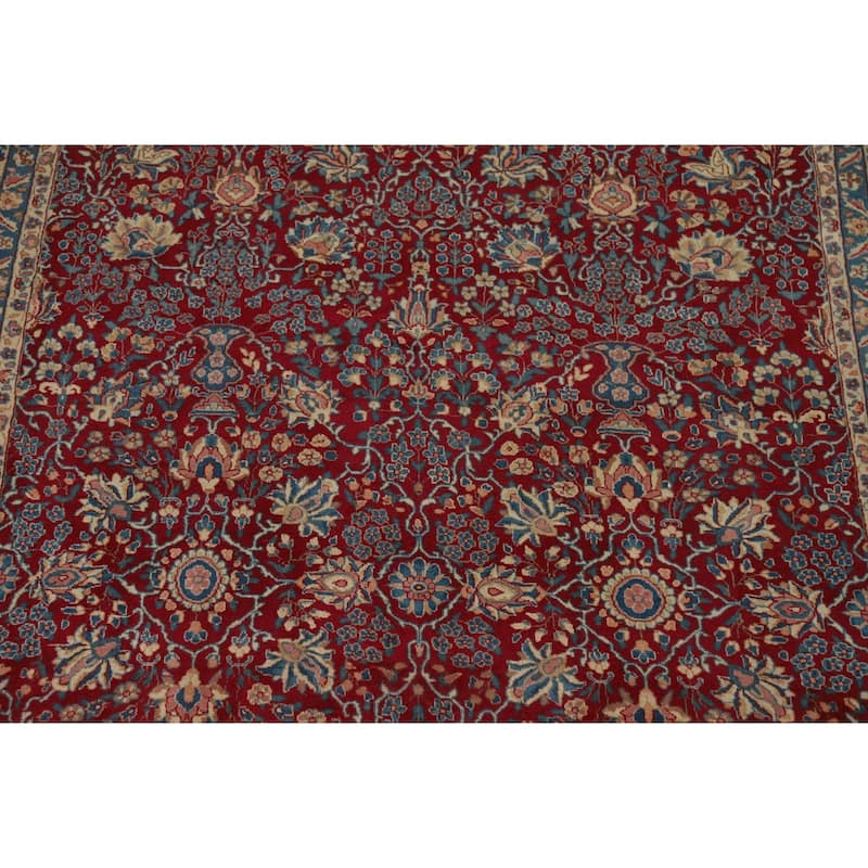 Vegetable Dye Floral Yazd Antique Persian Wool Carpet - 6'6" x 9'10"