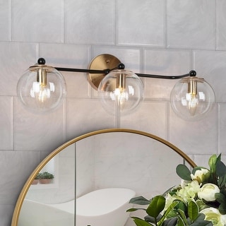 Modern Glam Black Gold 2/3/4 Light Bathroom Vanity Light Globe Seeded Glass Wall Sconces