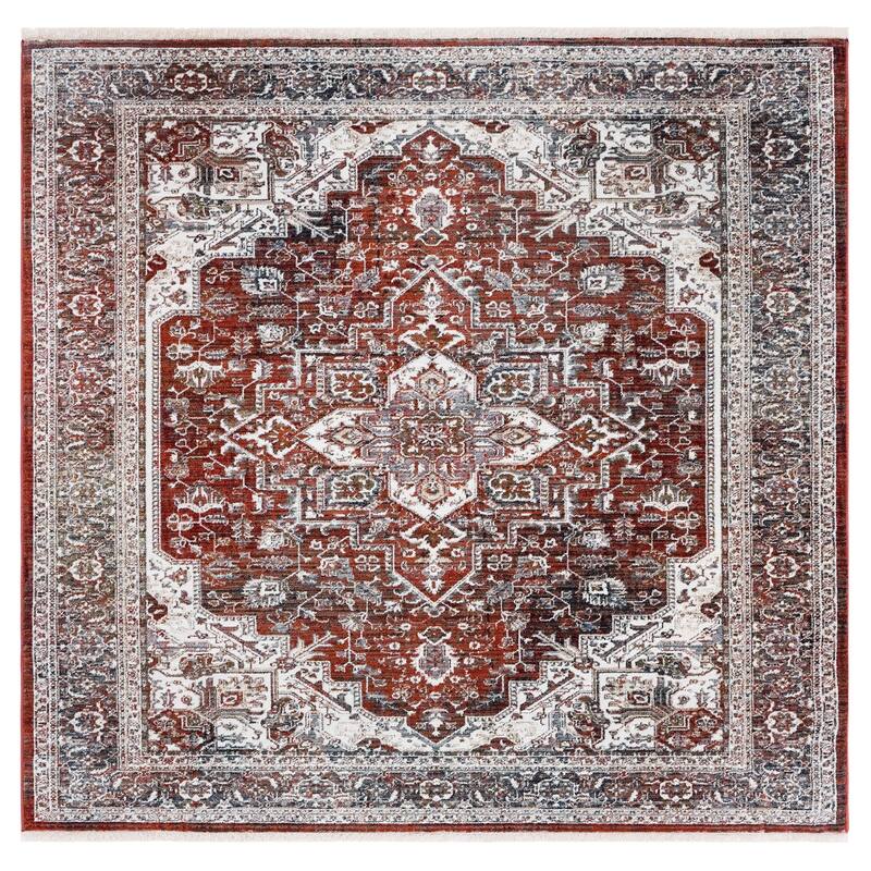 SAFAVIEH Herat Kara Traditional Rug - 6'7" Square - Red/Ivory