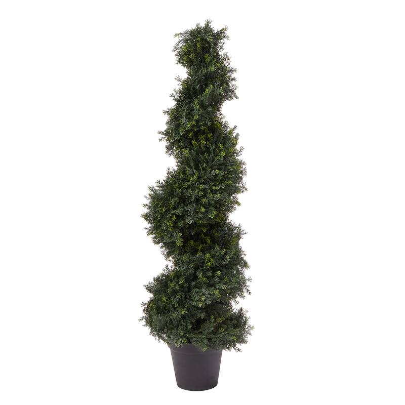 Pure Garden Spiral Cypress Artificial Tree, Green - 48-Inch - Green
