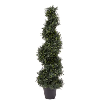 Pure Garden Spiral Cypress Artificial Tree, Green - 48-Inch