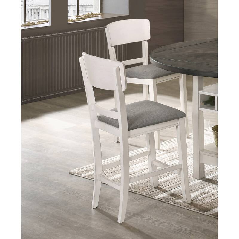 2-Piece Transitional Counter Height Chair Set - Chalk Gray Finish Upholstered