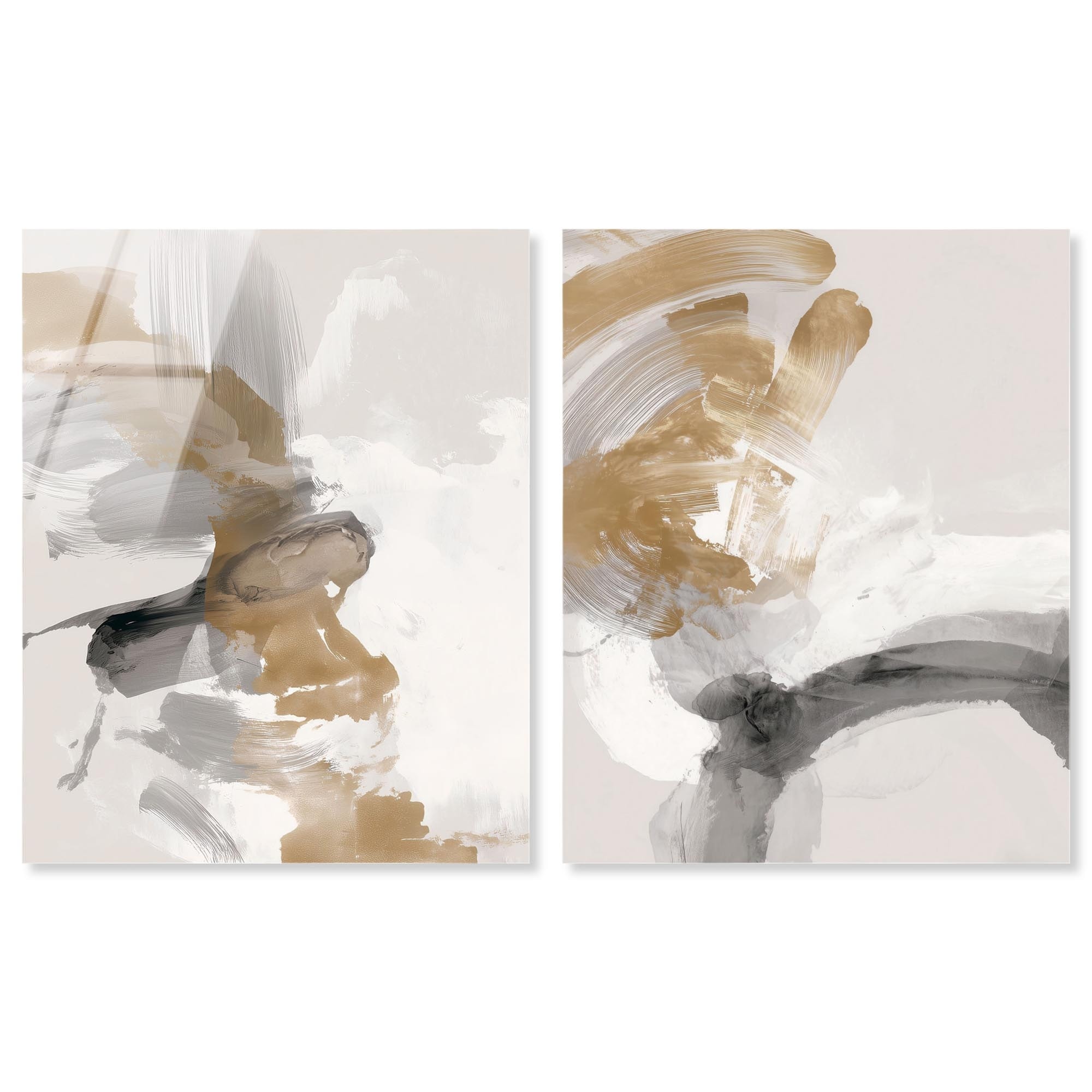 Golden Whispering Haze Boho Decor Set of 2 Acrylic Print by Art Remedy