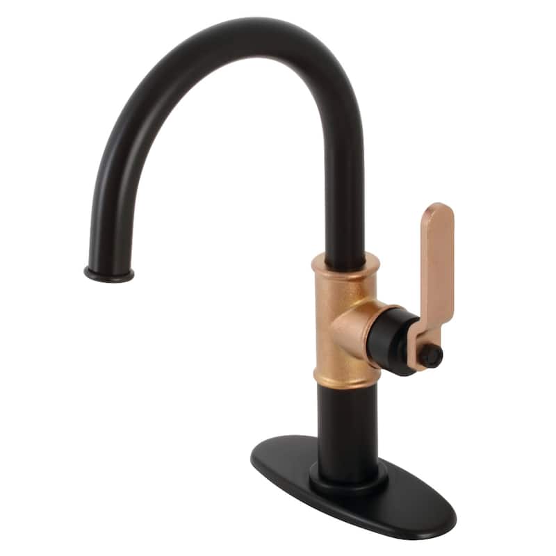 Kingston Brass Whitaker 1.2 GPM Deck Mounted Single Hole Bathroom - Matte Black / Rose Gold