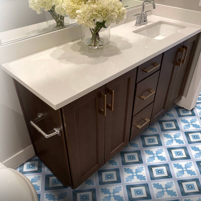 Avila 10 x 10 Ceramic Floor/Wall Tile in Blues, Dark Grey