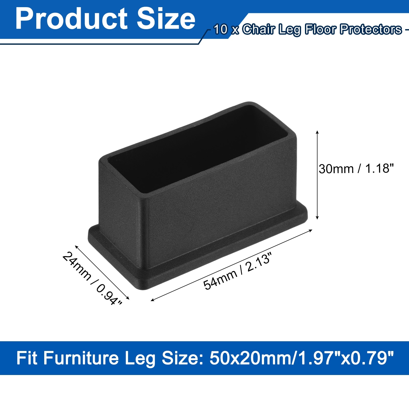 Chair Leg Floor Protectors, Anti-Slip Square Furniture Leg Feet Cover for Hardwood Floors Patio Chair Table Bed