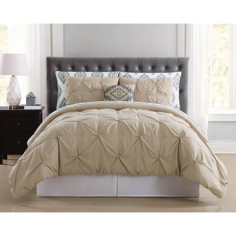 Truly Soft Pinch Pleat 8 Piece Bed in a Bag with Kilim Printed Sheets