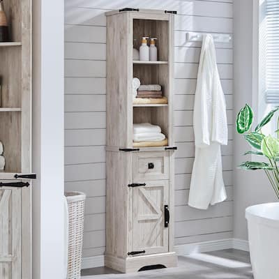 Farmhouse Slim Bathroom Storage Cabinet, 68" Tall Storage Cabinet