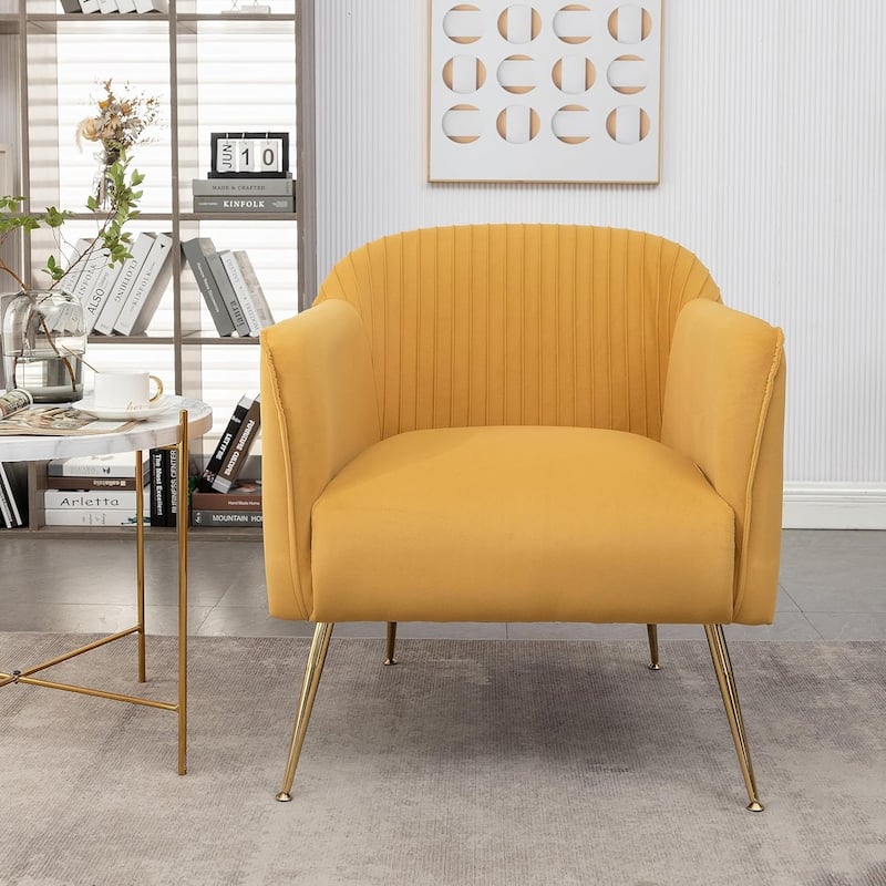 Contemporary Velvet Accent Chairs - Yellow